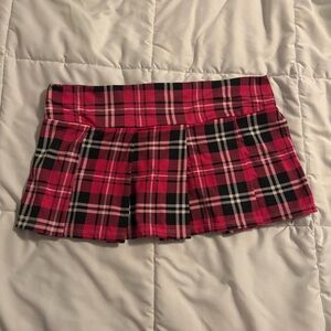 Body Rage Pink Plaid Pleated Mini Skirt Schoolgirl Costume Stretch M/L